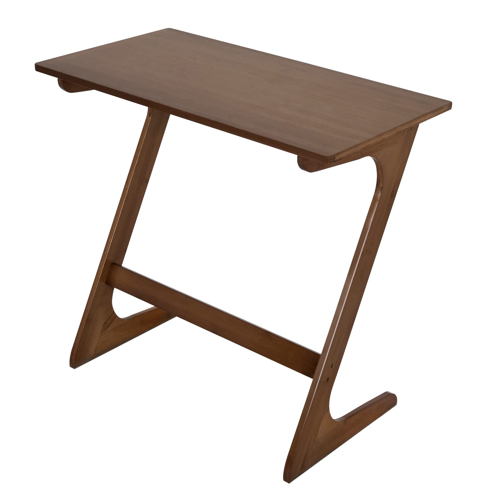 Table d'appoint de canapé en bambou avec plateau de 75 x 40 cm, en forme de Z
